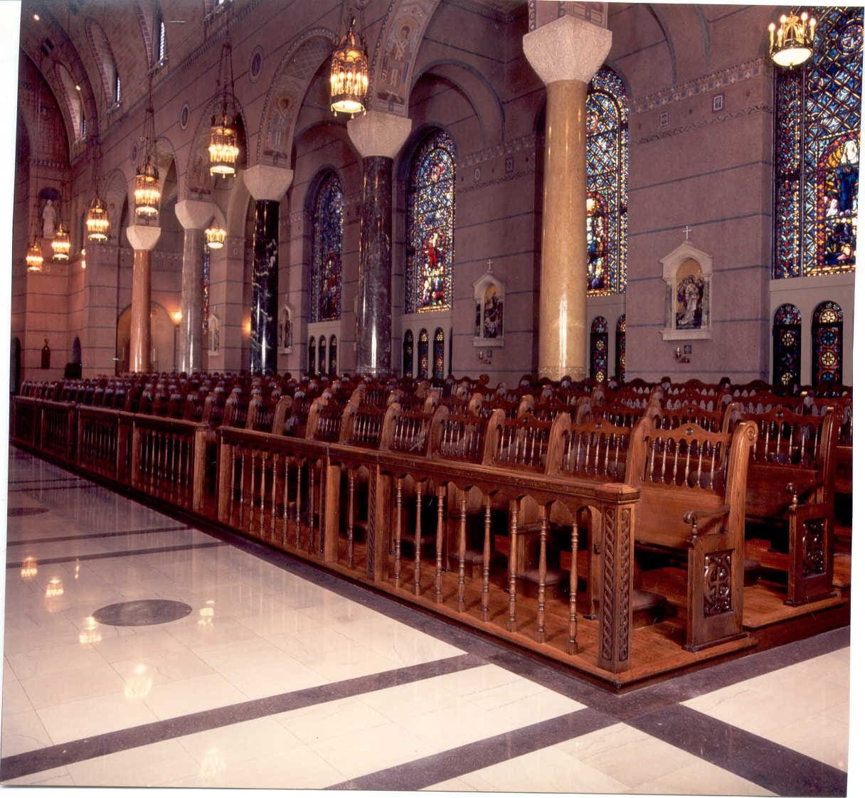Cathedral nave aisle stone flooring by Cangelosi Company