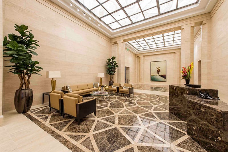 Market Square Tower lobby stone by Cangelosi Company