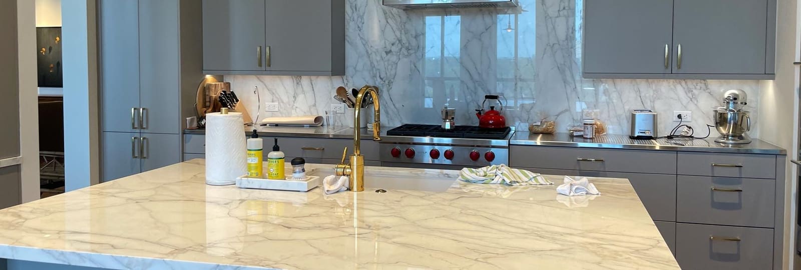 Custom Calacatta marble kitchen by Cangelosi Company