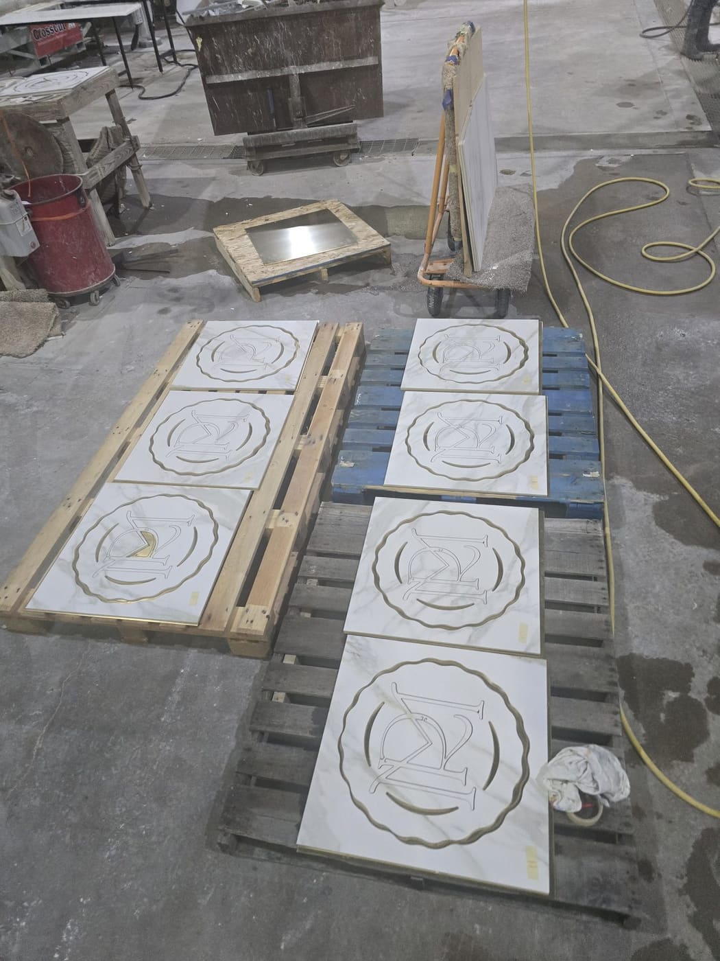 Circular waterjet medallion layout by Cangelosi Company
